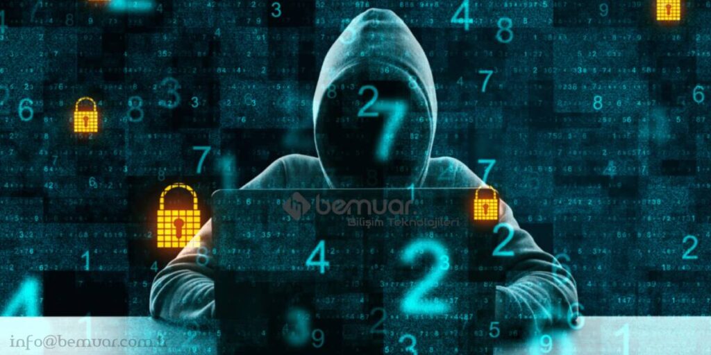 Karanlıkta bilgisayar başında hacker Siber saldırılara karşı firewall koruma sistemi